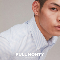FULL MONTY non-iron long sleeve plaid shirt men Business slim high end cotton suit striped shirt autumn