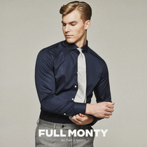 FULL MONTY cotton long sleeve shirt men business casual dress spring and autumn slim non-iron mens shirt