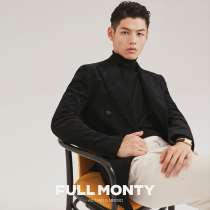 FULL MONTY men double-breasted black suit corduroy single West casual suit jacket spring and autumn