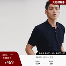 (New product)Navy blue lapel knitted POLO shirt High-end mens business casual pure cotton short-sleeved T-shirt summer