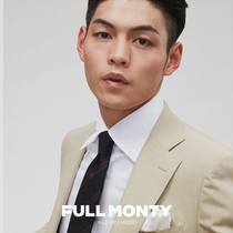 FULL MONTY FLAT barge collar HALF hemp lining suit Formal mens BUSINESS casual SLIM-fit suit Spring and autumn