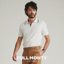 FULL MONTY men Cotton short sleeve polo shirt white lapel collar business casual slim T-shirt summer