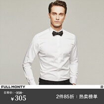 FULL MONTY White French long sleeve shirt mens wedding wedding groom dress cotton slim shirt summer