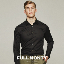 FULL MONTY black long sleeve shirt men business dress casual slim cotton professional shirt spring and autumn