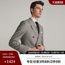  FULL MONTY DOUBLE-breasted wool SUIT MENs BUSINESS SLIM-fit high-end BLAZER CASUAL SINGLE west top