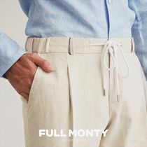 FULL MONTY WHITE CASUAL SUIT PANTS MENs BUSINESS FORMAL SLIM STRAIGHT DRAWSTRING TROUSERS SUMMER