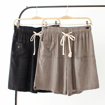 Middle-aged and elderly super fat size cotton and linen womens clothing suitable for hip big legs thick casual pants fat mother Summer Shorts loose