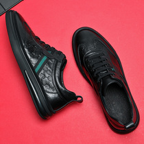 Europe station mens shoes 2022 new spring mens 100 hitch leather board shoe cover foot casual soft-bottom black bull leather shoes man