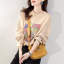 Foreign trade original single Italian womens clothing outside the single clearance export age reduction cartoon printing beads long sleeve sweater women