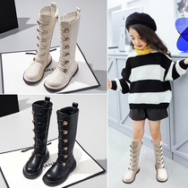 Girls Martin boots 2021 Spring and Autumn new childrens long boots two cotton winter plus velvet thickened Princess tall single boots