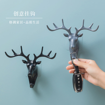 Nordic Creative Deer Corner Stick Hook Cloak Hooded Hook Doorway Xuan Guan Wall Decorated Deer Head Hang Key Rack Free Of Punch