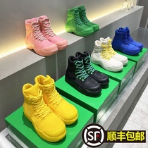 Candy-colored Martin boots Mountaineering boots Super fire platform color strap Waterproof high-top shoes Joker slim womens short boots