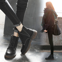 Martin boots female English style 2021 new black short tube student retro flat lace net Red Spring and Autumn short boots