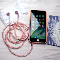 Headphones in-ear Universal Wire control call K song heavy bass half-ear girl cute oppo Apple Pearl
