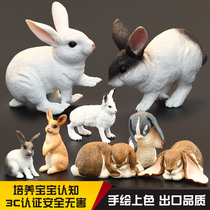 Simulation large animal model toy set farm animal rabbit little white rabbit black white rabbit male girl gift