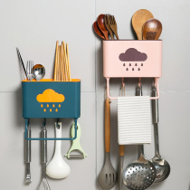 Home chopsticks basket wall-mounted kitchen tableware storage box chopsticks cage household non-perforated storage rack