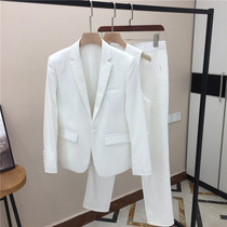 White suit suit Mens three-piece suit Groom best man group purchase wedding dress suit slim Korean business formal suit
