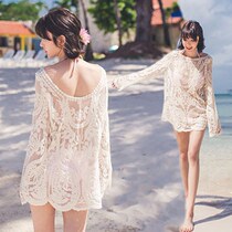 Bikini blouse Women summer seaside resort hot spring swimsuit coat mesh gauze single piece can be put into the water sunscreen beach outside