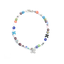 X--DUDE Yang Purple Identical Original Design Flower Trend Ornament Colorful Pearl Resin Splicing Necklace