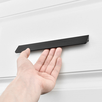 Cabinet door handle modern simple wardrobe door cabinet shoe cabinet drawer cabinet handle extended aluminum alloy black handle