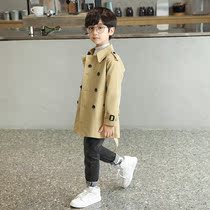 South Korea 2021 autumn clothes new middle and big boy handsome English British coat coat boy long trench coat tide