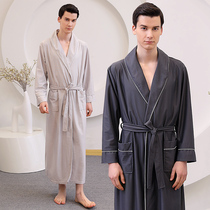 Spring and autumn Summer season universal bathrobes mens pajamas sleeping robes Long style Modale Ice Silk Thin to step up the code men s