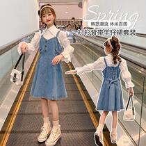 Denim Harness Skirt Girl 2022 Spring Dress Girl dress Childrens dress Childrens dress suit Summer CUHK Scout little girl