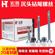 Hongting countersunk head drill tail screw pan head self-drilling self-tapping dovetail wire M4 2 4 8 large flat head cross swallowtail screw