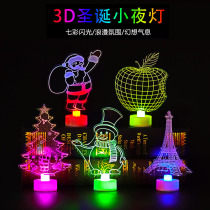 LED colorful acrylic Christmas tree night light Christmas snowman Santa Claus Apple tower luminous toy