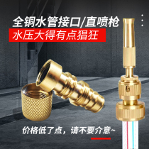 All copper car wash water gun watering garden flusher nipple direct spray household multifunctional water pipe joint nozzle set
