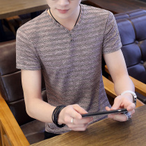 Summer mulberry silk short sleeve T-shirt men 2020 New Ice Silk V collar half sleeve men Korean version tide slim Joker mens tx
