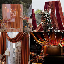 Wedding scene Arch decoration Pearl chiffon fabric background cloth veil wedding ceiling background polyester fabric