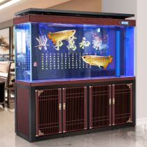 Longfish tank large living room aquarium floor-to-ceiling household ultra-white wood screen porch glass bottom filter