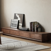 Nordic All Solid Wood TV Cabinet Combination North American Black Walnut Small Family Living Room Furniture Modern Simple Floor Cabinet