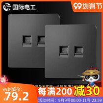 Two Black Network panels two-port single-port single-port 86 telephone super class 5 class 6 super-class 6 network module Gigabit