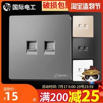 International electrician type 86 panel household information multi-port dual-port weak power telephone line network two-in-one telephone socket
