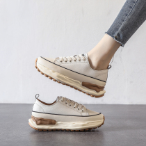 RMARK details with pinching ~ explicit legs long small white shoes 2022 new spring and autumn leather panel shoes womens thick bottom casual shoes