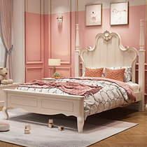 European-style log childrens bed 1 5m single bed for boys Light luxury 1 8m children solid wood American boy bed