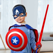 Childrens telescopic luminous sword toy US team hero weapon mask shield set Boy gift Halloween play