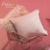 Ins pillow sofa Nordic style two-piece net red solid color back cushion plush pink girl Mao Mao pillow