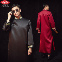 Flower clothes Chinese wedding best man clothing mens Tang suit long shirt Xiuhe clothing mens best man group brothers unity wedding dress