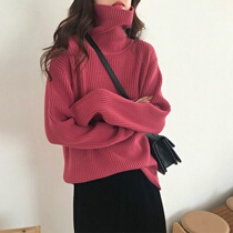 2020 new sweater female Korean version of long sleeve turtleneck sweater Hong Kong wind pullover top blouse lazy wind loose wear