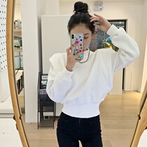  White sweater womens 2020 new autumn and winter plus velvet thick round neck short top design sense foreign style all-match tide