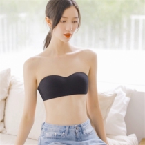 Mitu Mulberry silk strapless underwear Non-slip non-slip bandeau large chest show small bra gathered summer thin women