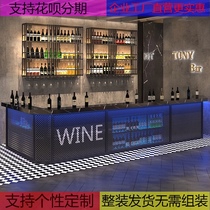 Bar counter Commercial retro industrial style Shop Restaurant Bar cashier corner imitation marble front desk Waiting front desk
