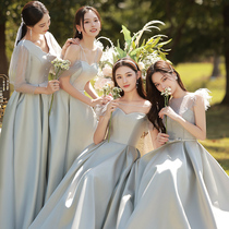 Bridesmaid clothes can usually wear 2021 new autumn and winter satin fairy temperament thin sister Group dress female simple atmosphere