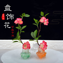 Hotel restaurant with dry ice decorative flowers and plants sashimi pendulum plate creative small flower platter edge embellishment ornaments flowers