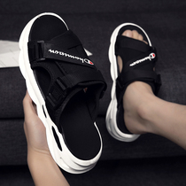 2022 new slippers mens summer casual beach sandals trendy outside wearing a line of non-slip and deodorant thick bottom sandals
