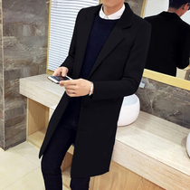 Windbreaker mens spring and Autumn Korean version slim coat 2021 new trend mens medium-long wool coat
