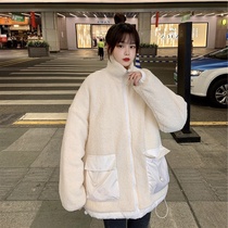 Winter cotton padded clothing 2021 new female Korean version of loose casual little lamb velvet cardigan plus velvet padded jacket